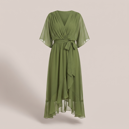 ANWEN V-NECK MIDI DRESS