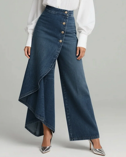ELVORIA WRAP-STYLE DENIM JEANS