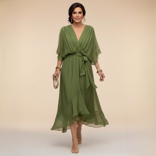 ISABELLA V-NECK CHIFFON DRESS