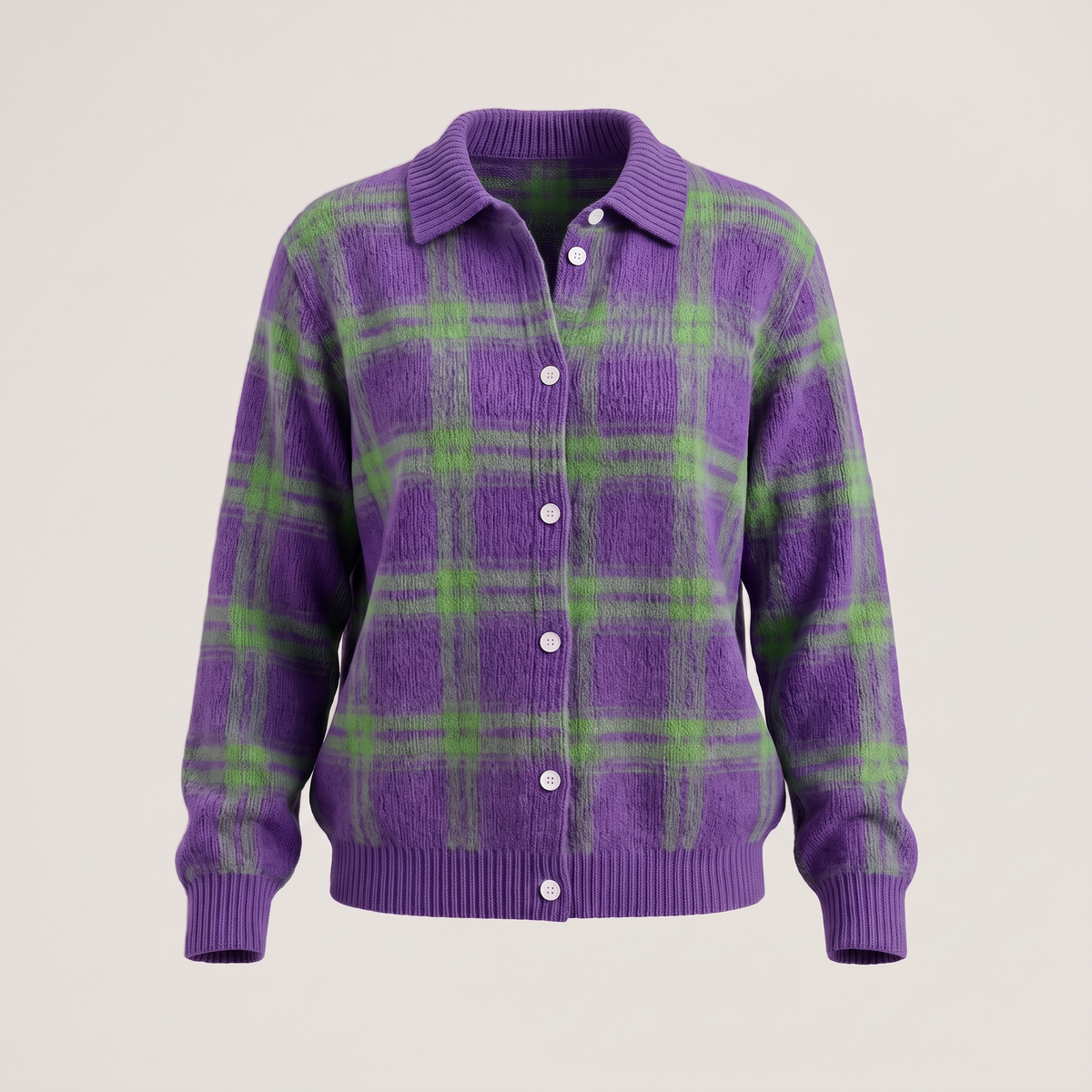 CLARA SAGE PLAID CARDIGAN
