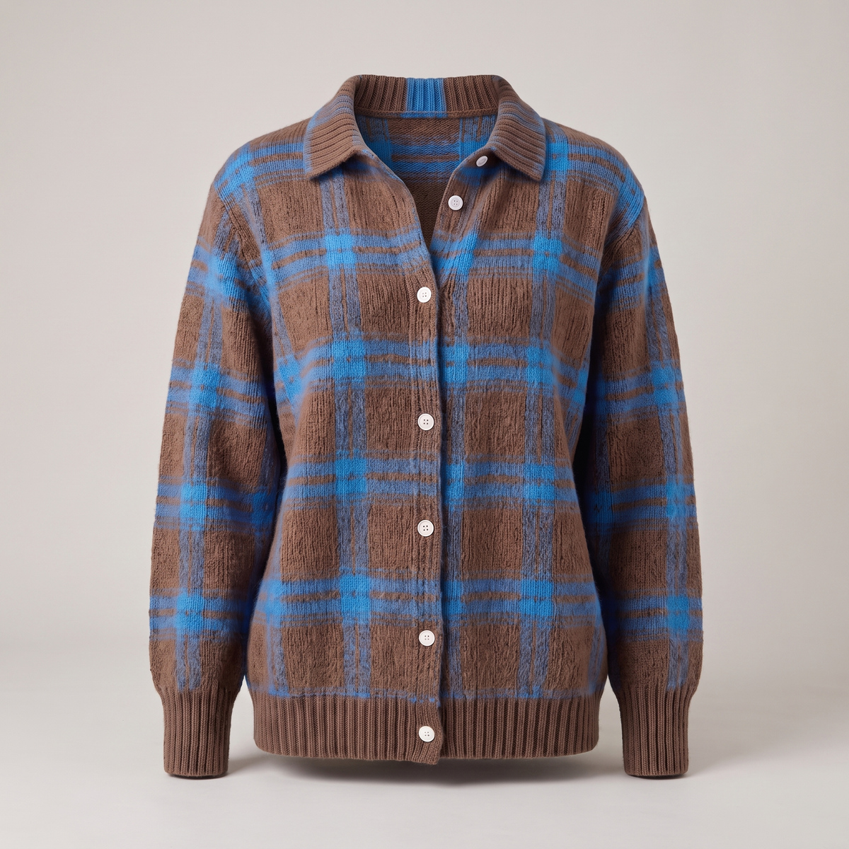 CLARA SAGE PLAID CARDIGAN