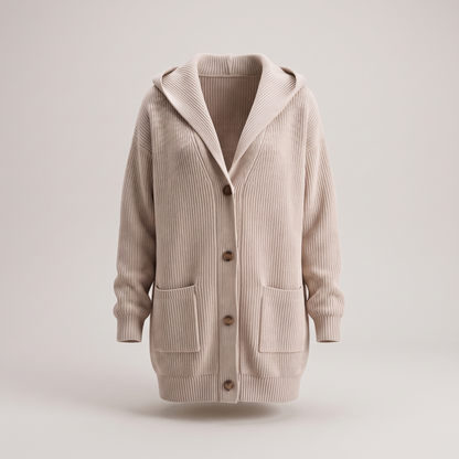 WARM ESSENTIAL HOODED CARDIGAN