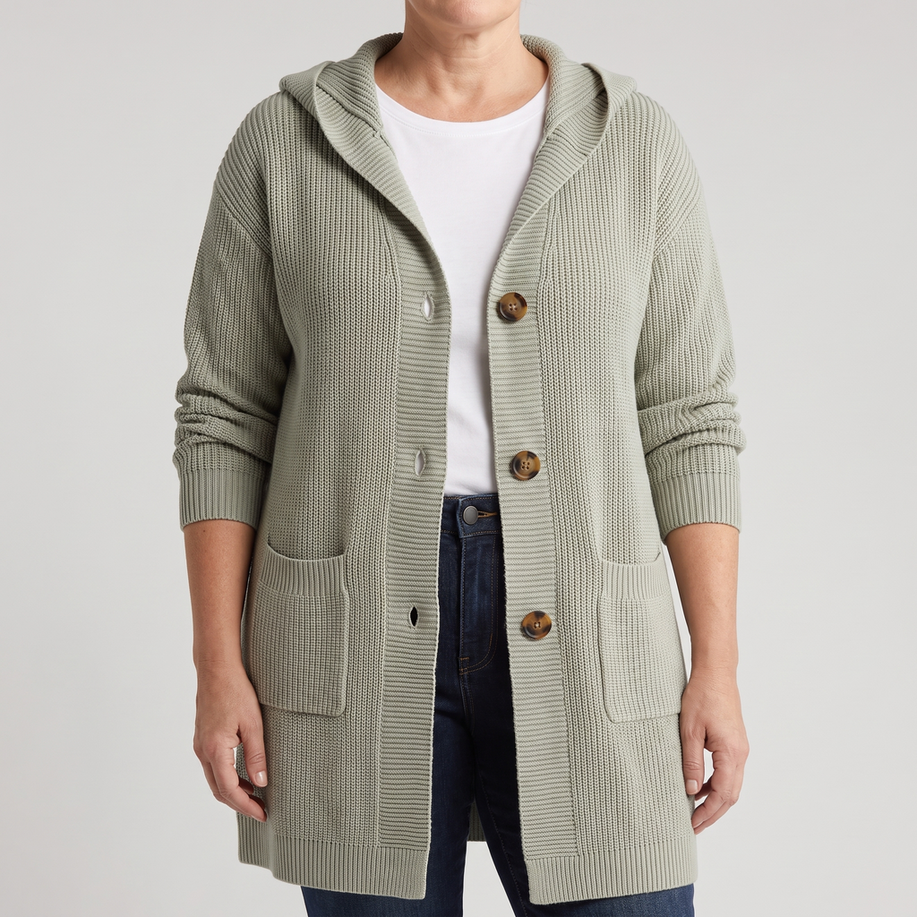 WARM ESSENTIAL HOODED CARDIGAN