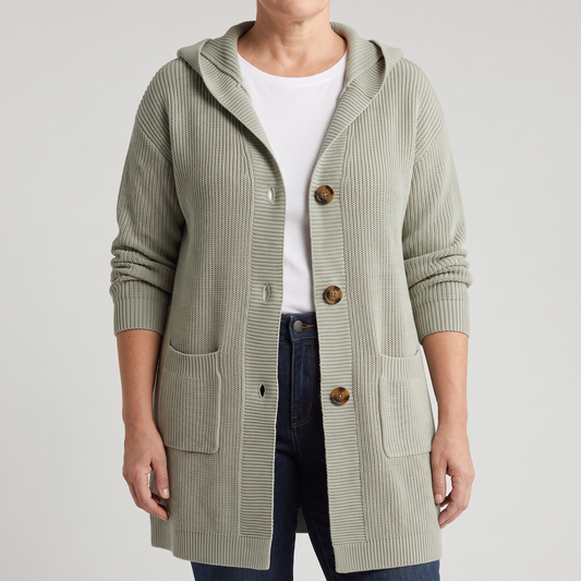 WARM ESSENTIAL HOODED CARDIGAN