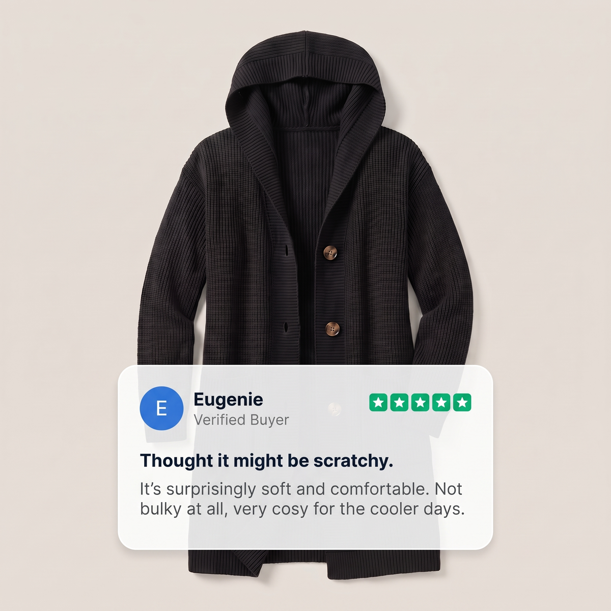 WARM ESSENTIAL HOODED CARDIGAN