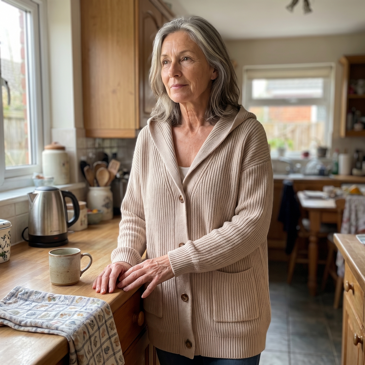 WARM ESSENTIAL HOODED CARDIGAN