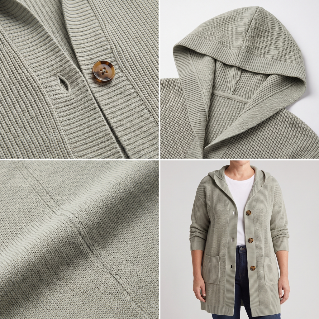 WARM ESSENTIAL HOODED CARDIGAN