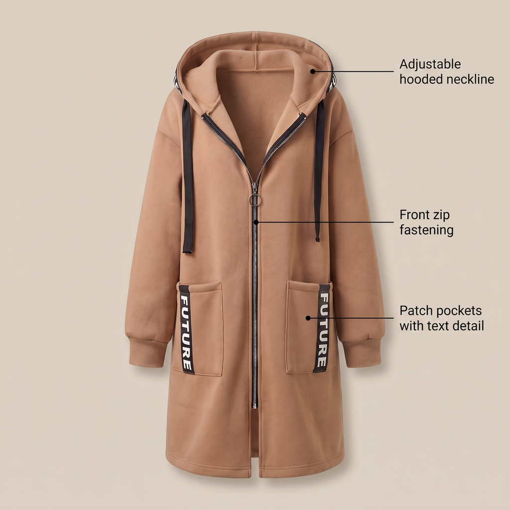 CASUAL LUXE HOODED SWEATSHIRT COAT