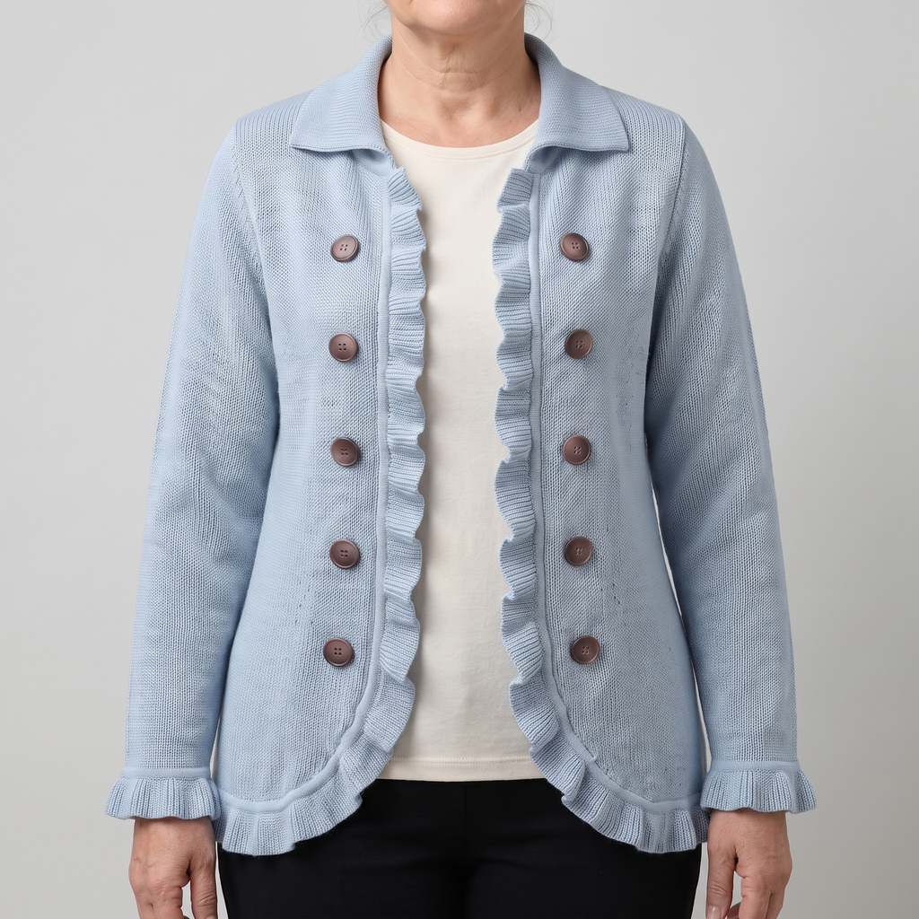 GRACEFUL RUFFLE DETAIL CARDIGAN