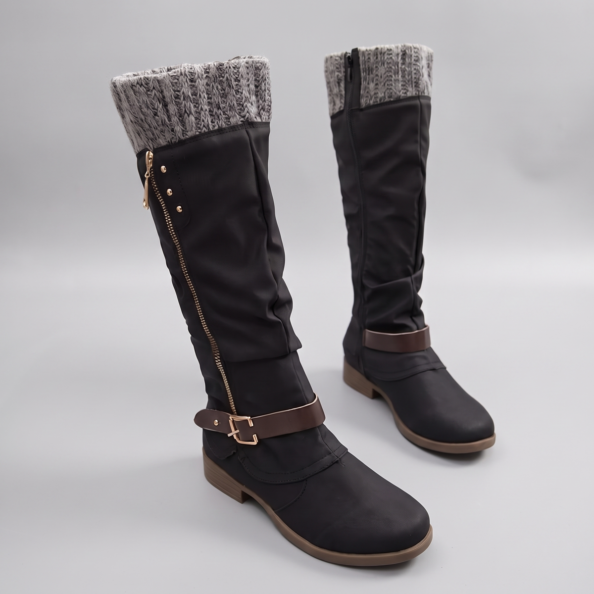 COSY KNIT TOP KNEE HIGH BOOTS