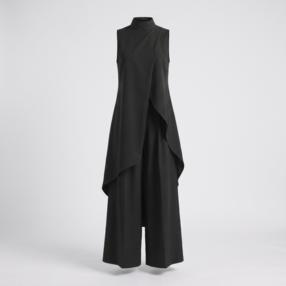 ELEGANT ASYMMETRIC WIDE LEG JUMPSUIT