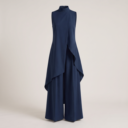 ELEGANT ASYMMETRIC WIDE LEG JUMPSUIT