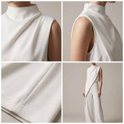 ELEGANT ASYMMETRIC WIDE LEG JUMPSUIT