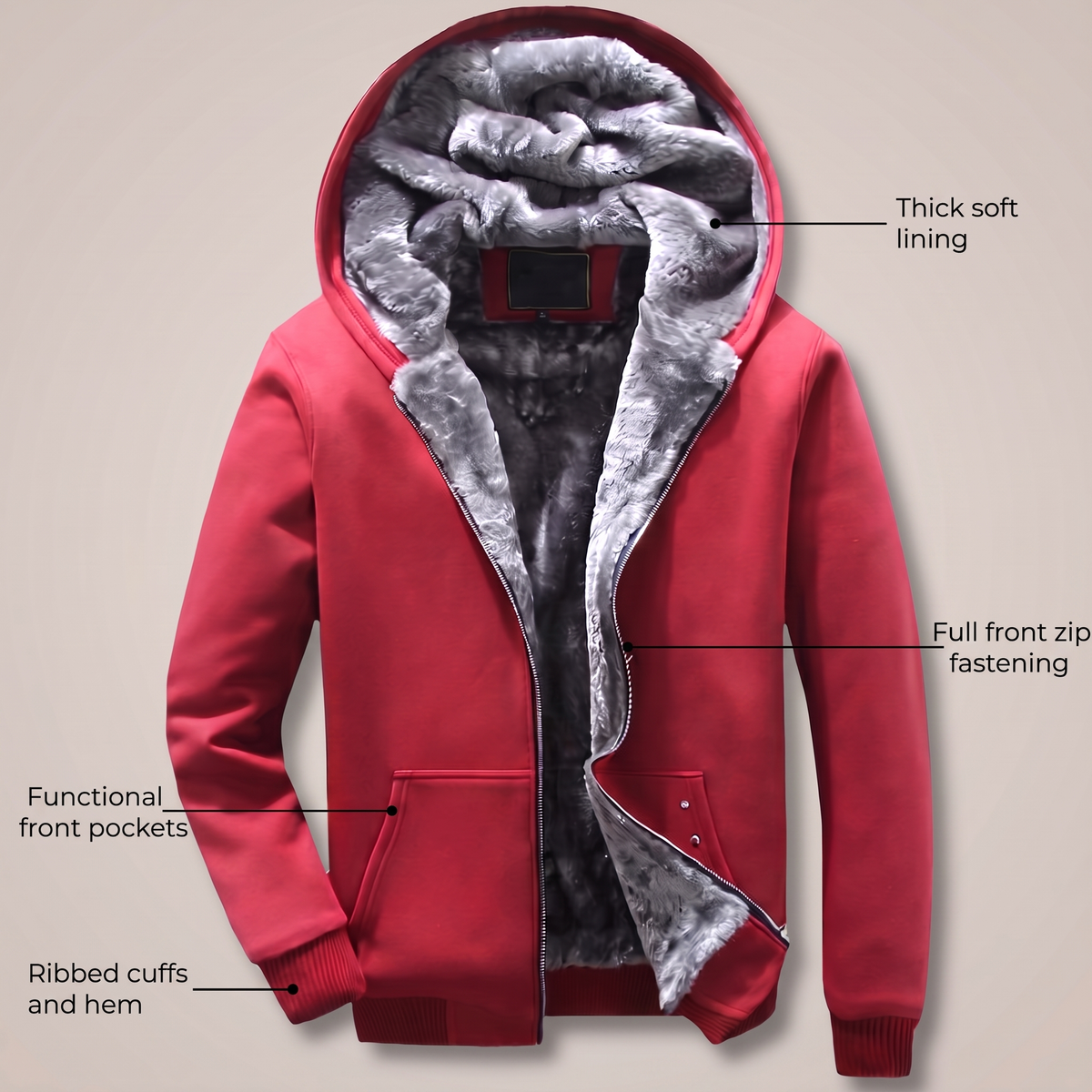 SHERPA LINED HOODED JACKET