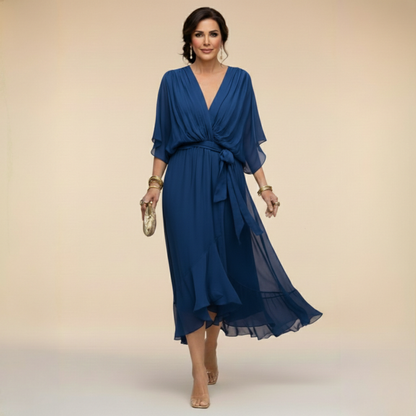 ELENA FLOWING V-NECK DRESS