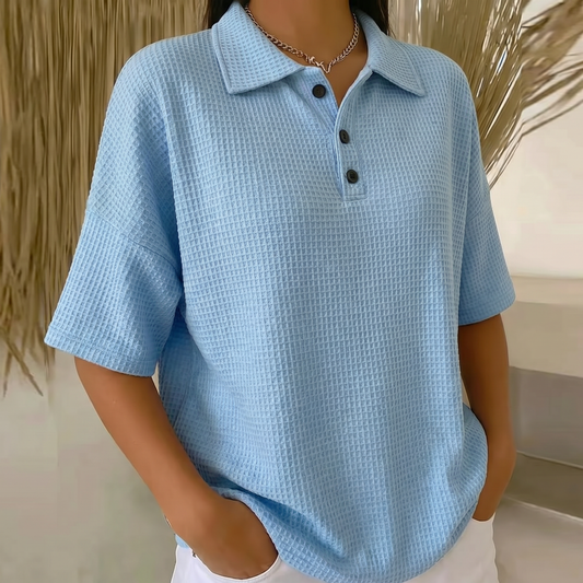 BANBURY SOFT WAFFLE POLO BLOUSE
