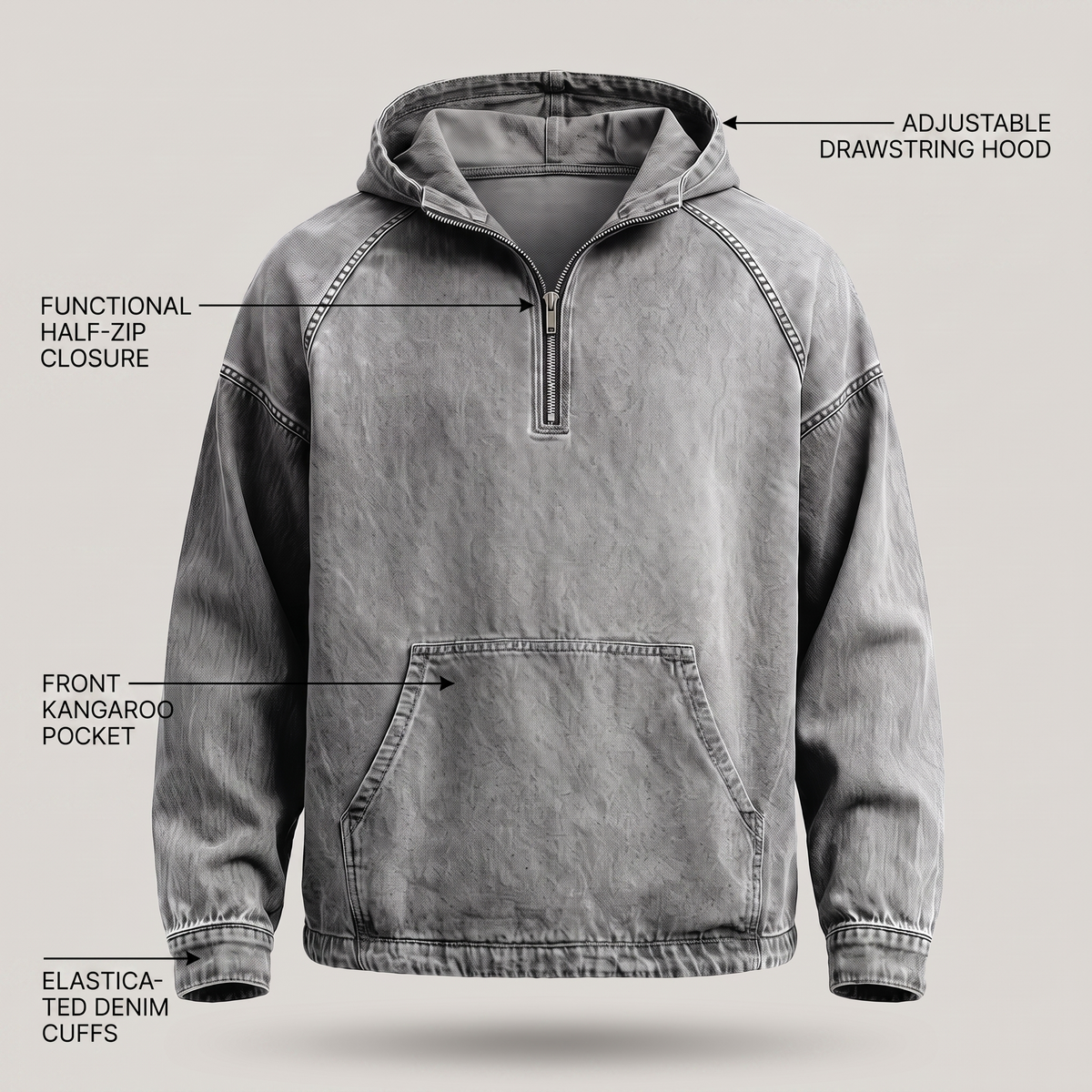 RIVINGTON HALF-ZIP DENIM JACKET