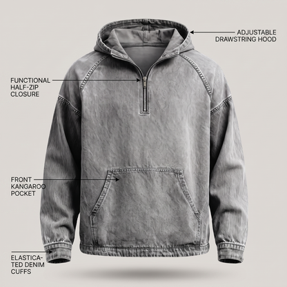 RIVINGTON HALF-ZIP DENIM JACKET