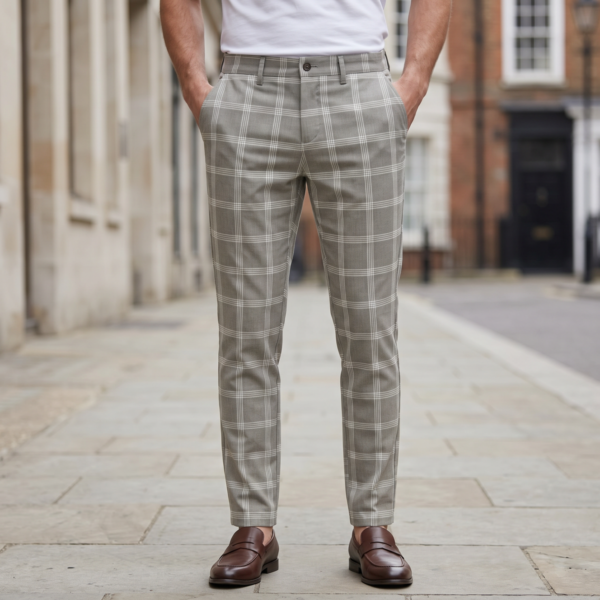 CHESTERFIELD SLIM-FIT CHECKED TROUSERS