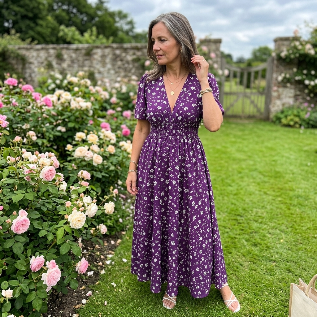 ALDEROSE FLORAL V-NECK DRESS