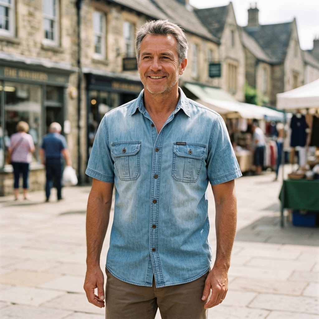 BRANSLEY SHORT-SLEEVE DENIM SHIRT