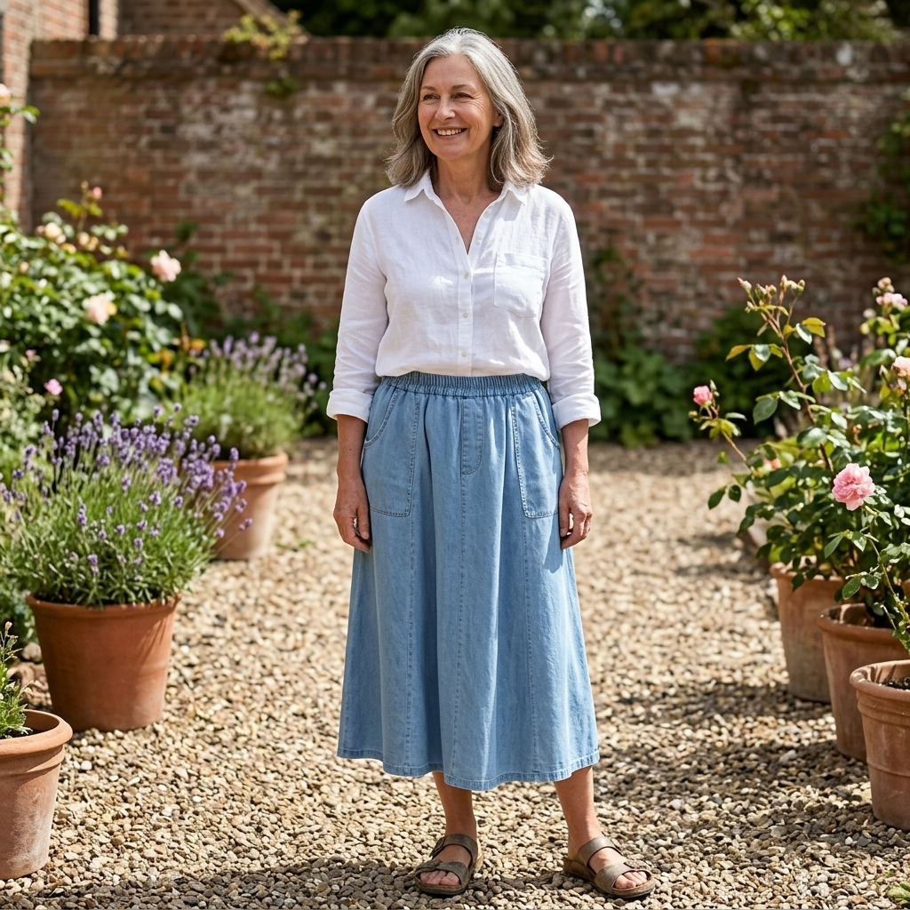 BRAYSTONE A-LINE DENIM SKIRT