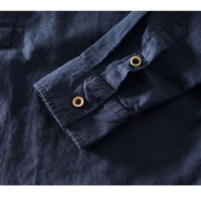 CALLUM LINEN MANDARIN SHIRT