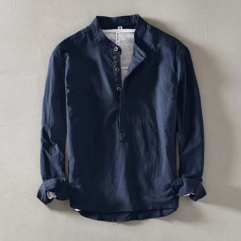 CALLUM LINEN MANDARIN SHIRT