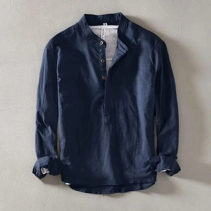 CALLUM LINEN MANDARIN SHIRT