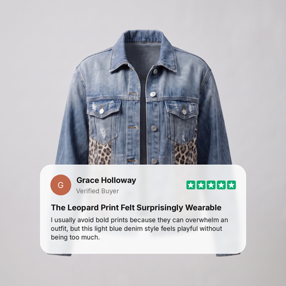 LEOPARD PANEL DENIM JACKET