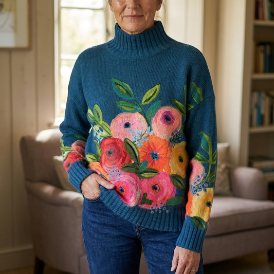 DAPHNE FLORAL TURTLENECK JUMPER