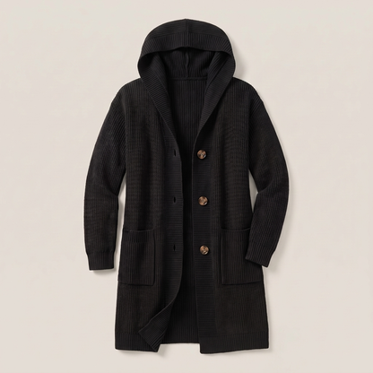 WARM ESSENTIAL HOODED CARDIGAN