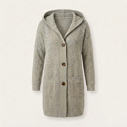 WARM ESSENTIAL HOODED CARDIGAN