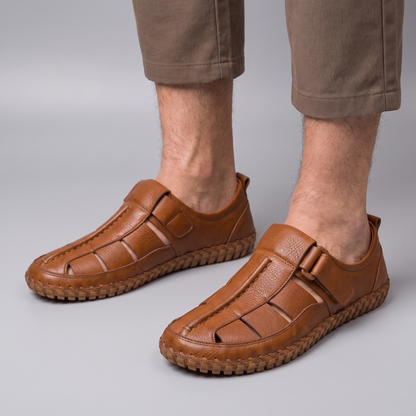 KIRKHAM CAGE-WEAVE LEATHER SANDALS