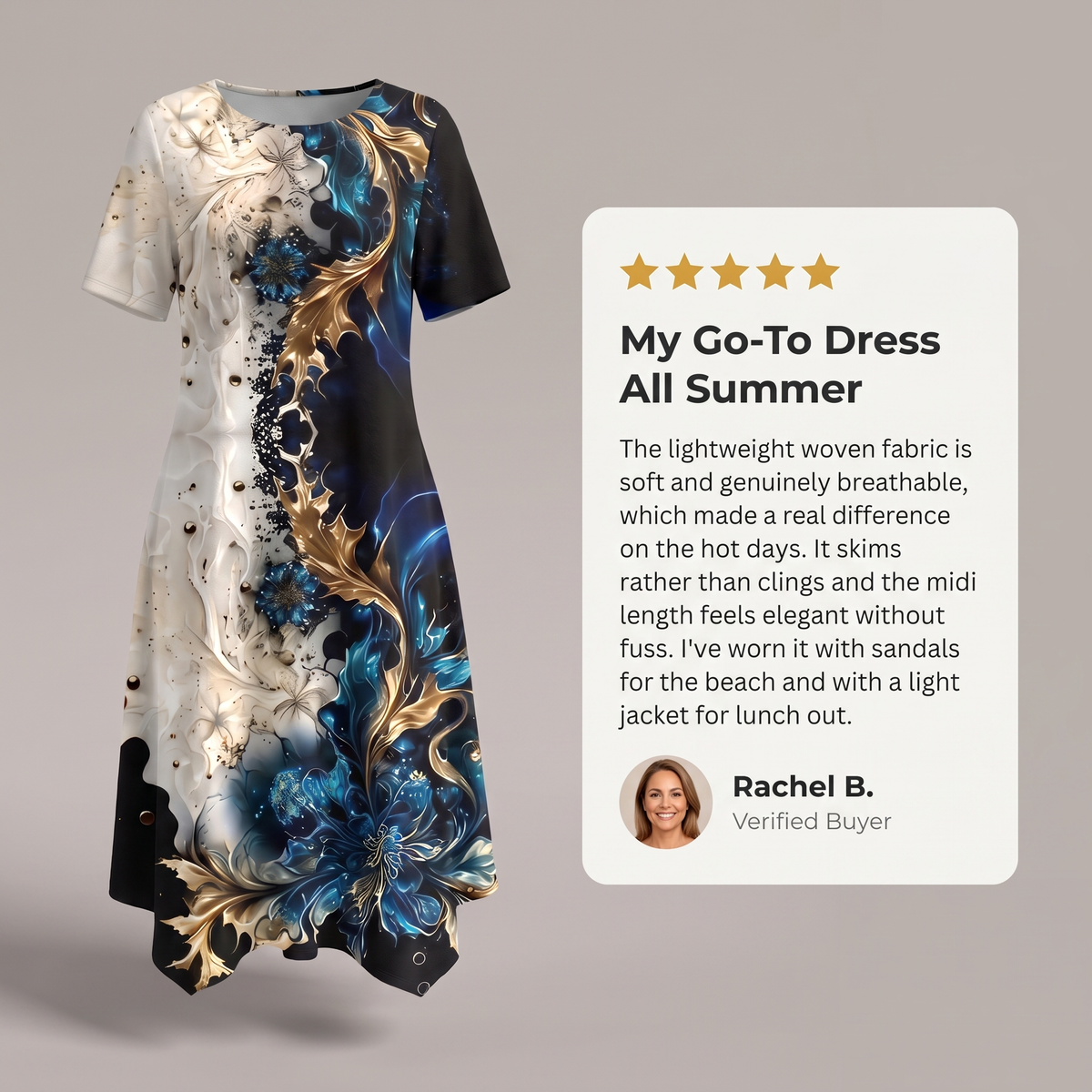 LEANDRIA RELAXED FLORAL MIDI DRESS