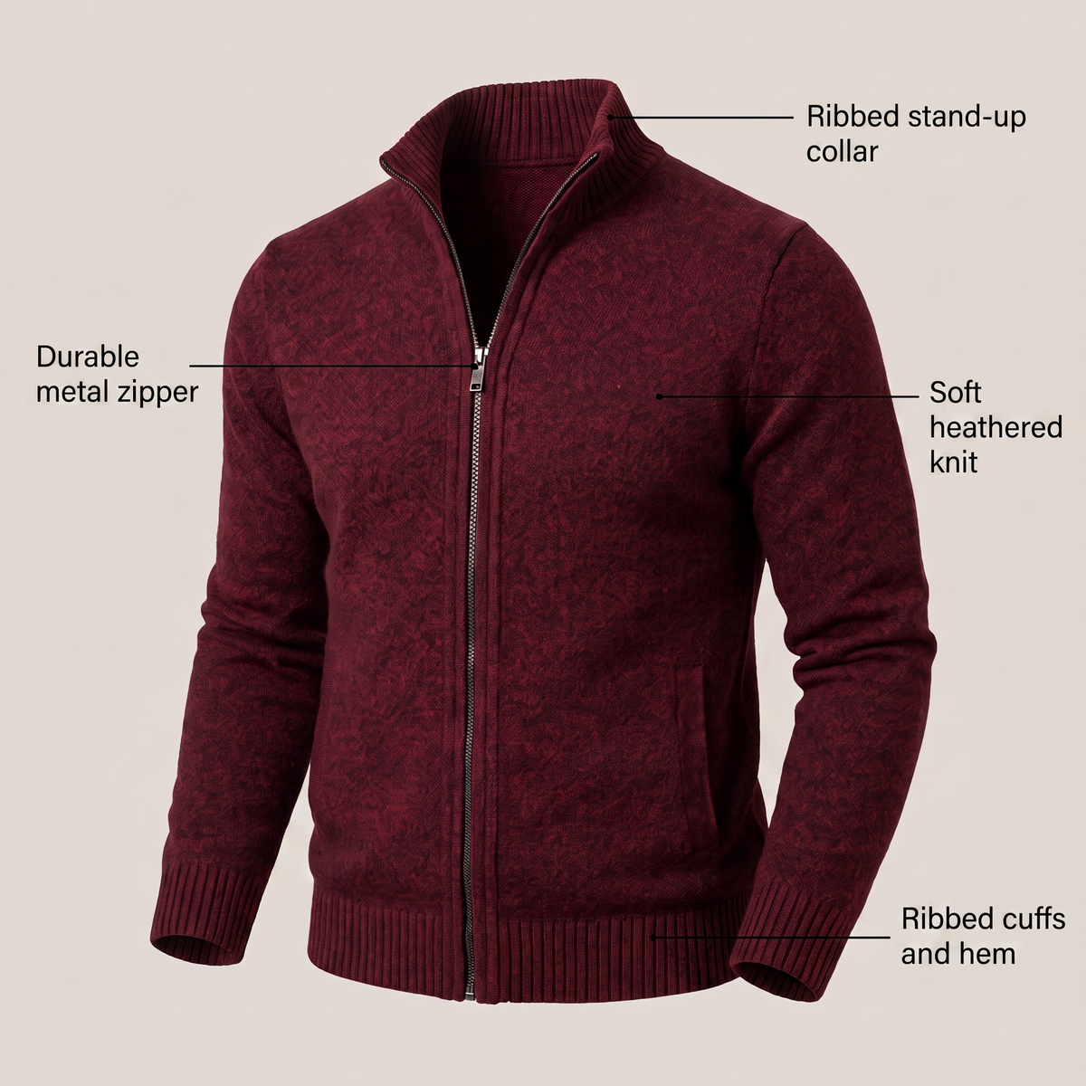 RAVINO ZIP-UP CARDIGAN